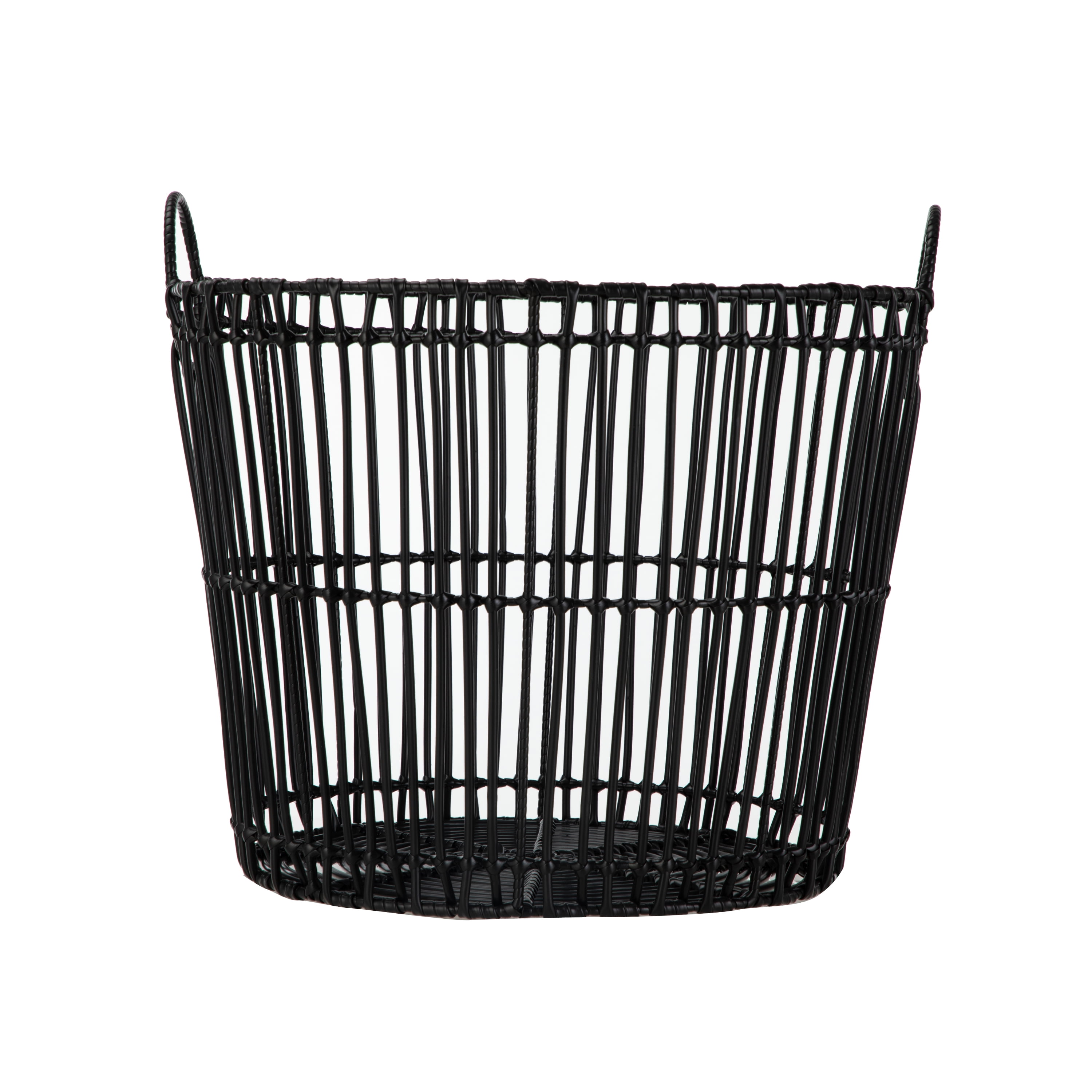 Better Homes & Gardens Large Black Poly Rattan Storage Baskets with Handles, Set of 2