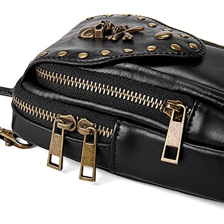 Studded Skull Messenger Bag for Women, Vegan Punk Chain Bag Gothic Purse  Shoulder Crossbody Rivet Handbag