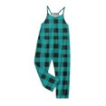 thumbnail image 4 of GERsome Girls' Jumpsuits & Rompers Sleeveless Classic Plaid Long Pants Romper Loose Spaghetti Strap Kids V-Neck Casual Overalls with Pockets 5-14 Years（Size 13-14 Years/Blue), 4 of 6