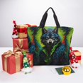 thumbnail image 6 of Zufioo Realistic Style Wolf Warrior Print Large Capacity Single Shoulder Convenient Bag, 19.6x15.7 Inch Zipper Shopping Bag Handbag, Suitable for Shopping, School and Work, 6 of 7