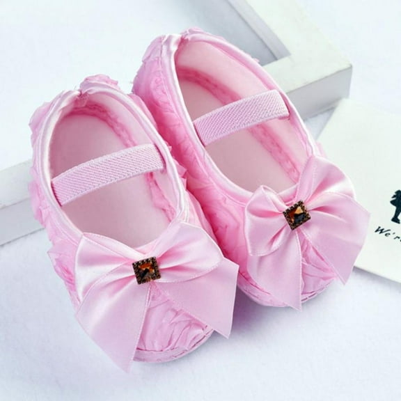 Xinhuaya Baby Girls Shoes Noble Bow Flower Shallow First Walker Infant Soft Sole Prewalker