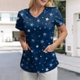 thumbnail image 2 of felwors Scrubs for Women Tops Animal Print Shirt V Neck Cartoon Pattern Short Sleeve Nursing Uniform with Pockets (Dark Blue, XXL), 2 of 5