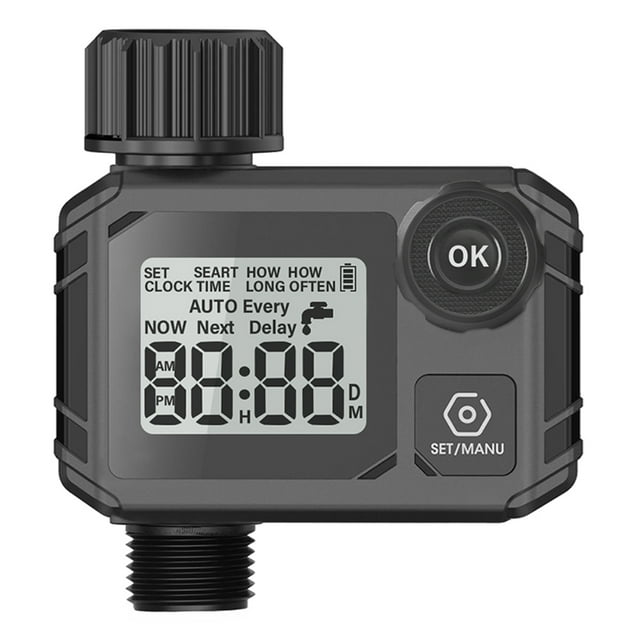 Outdoor Programmable Sprinkler Timer with Large LCD Display, IP55 Waterproof Automatic Irrigation Controller for Garden, Lawn & Pool - Features Rain Delay (1-7 Days), Anti-Clogging Filter, and Easy