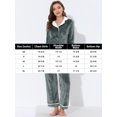 thumbnail image 5 of INSPIRAR CHIC Pijamas de mujer de manga larga con botones, cálidos y de franela, conjunto S gris, 5 of 5