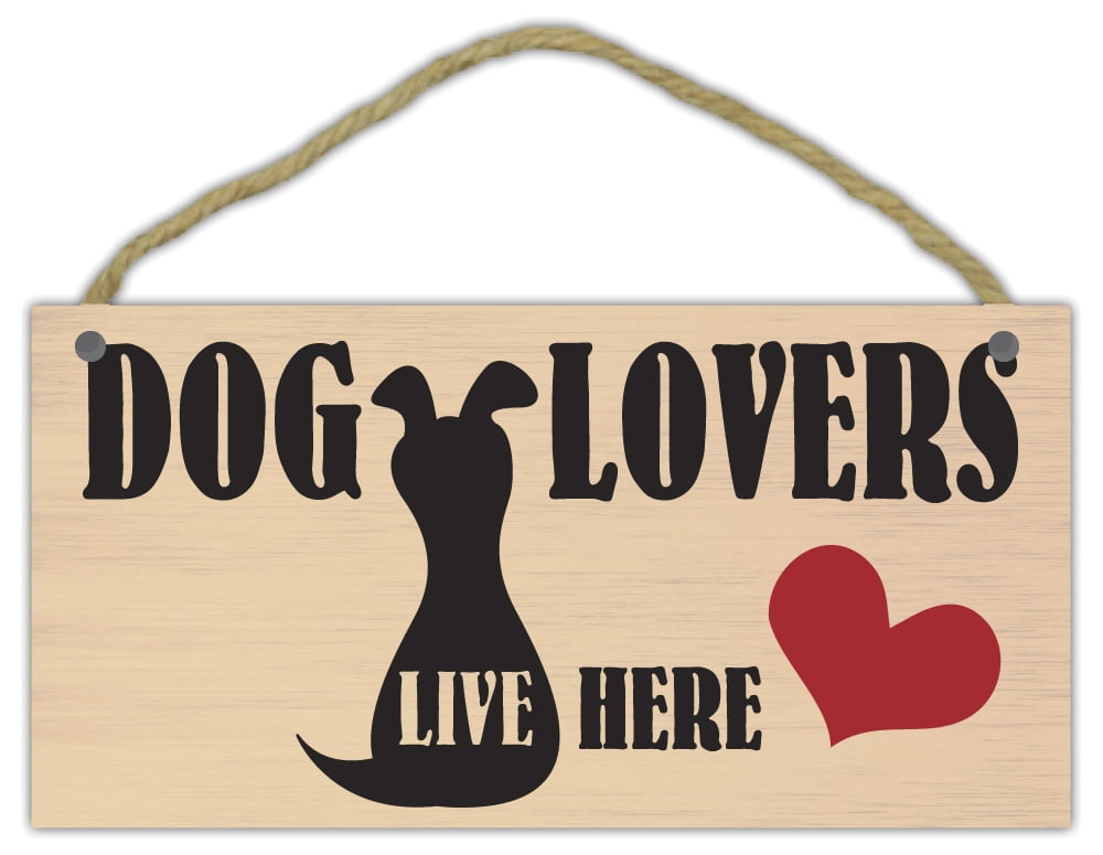 Wooden Decorative Pet Sign Dog Lovers Live Here (Black & Red) , Dogs
