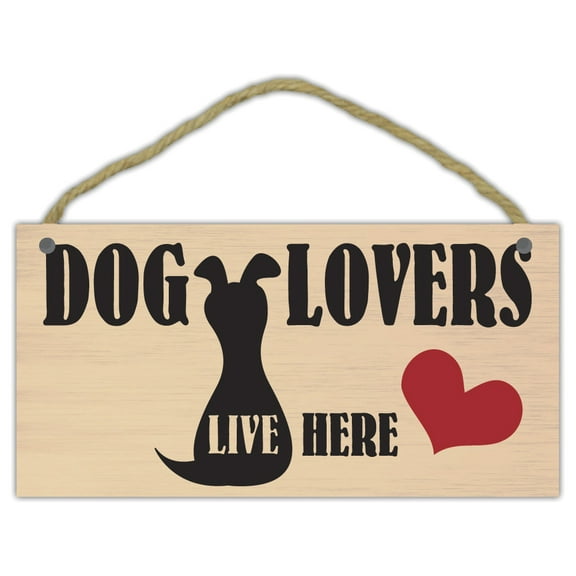 Wooden Decorative Pet Sign: Dog Lovers Live Here (Black & Red) , Dogs, Gifts
