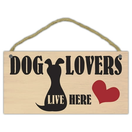 Wooden Decorative Pet Sign: Dog Lovers Live Here (Black & Red) | Dogs, (Best Red Dot Sight Under 100)