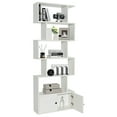 thumbnail image 1 of Costway 1 PC Bookshelf w/Cabinet 6-Tier S-Shaped Bookcase Storage Rack White, 1 of 10