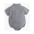 thumbnail image 5 of oqasdz Toddler Newborn Baby Bodysuit Boys Girls Short Sleeve Plaid Lapel Button Down Casual Loose Comfortable Bodysuits Size 6 M-12 M, 5 of 7