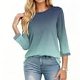 thumbnail image 4 of FNFYFH Womens Plus Size 3/4 Sleeve Tops Gradient Crew Neck T-shirt Loose Fit Summer Tee Tunic Top, 4 of 7