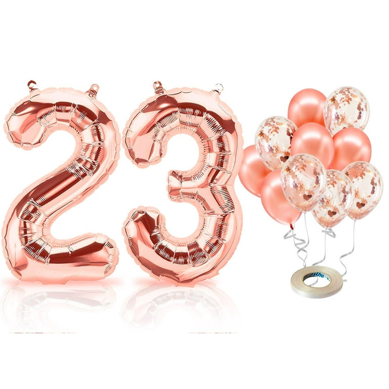 6 ballons 23 cm joyeux anniversaire 30 ans rose gold