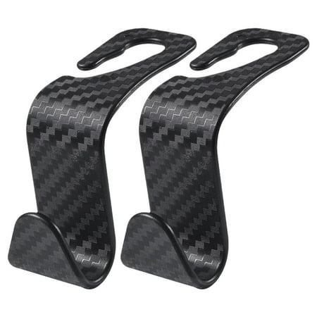 Wmool 2Black Carbon Fiber Auto Back Seat Headrest Hooks Storage Car Accessories