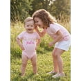 thumbnail image 4 of BemeyourBBs Toddler Baby Girl Big Sister Little Sister Matching Shirt Outfit Summer Pink T Shirt Newborn Baby Girl Romper Kids Girl Letter Flower Embroidery Short Sleeve Pullover Tee Shirt Tops, 4 of 9