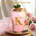 thumbnail image 3 of Taza de café de cerámica MNZZ de mármol rosa con tapa y dorado, 3 of 7