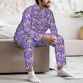 thumbnail image 7 of Junzan Pugs and Flowers for Men's Long Sleeve Pajama Set,Button-Front 2Pjs for Men Long Sleeve Mens Sleepwear 2 Piece Sleepwear Loungewear Sets-Large, 7 of 7