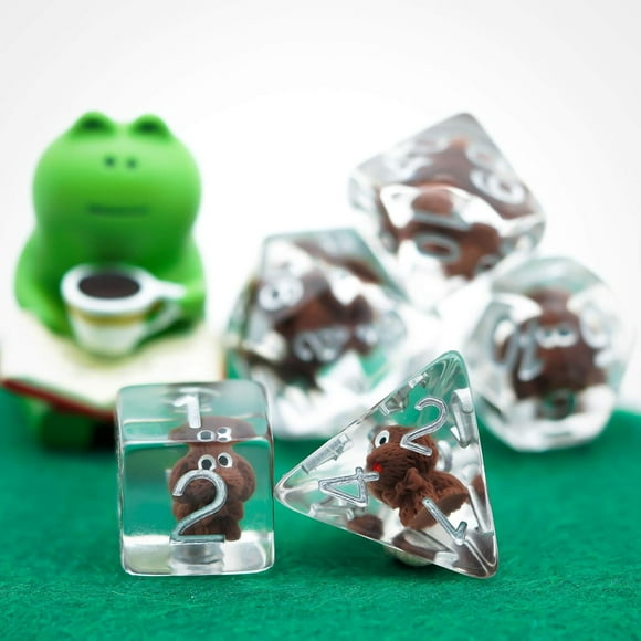 czcpp-Teddy Dog DND Dice Set, Cute Animal Puppy Core Resin Dice for Dungeon and Dragons D&D RPG MTG Pathfinder