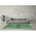 thumbnail image 3 of Ahgly Company Machine Washable Indoor Square Abstract Turquoise Blue Modern Area Rugs, 4' Square, 3 of 4