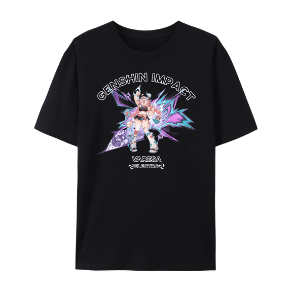 QingYee Genshin Impact All Character Impression Graphic Short Sleeve Crewneck Cotton T Shirt