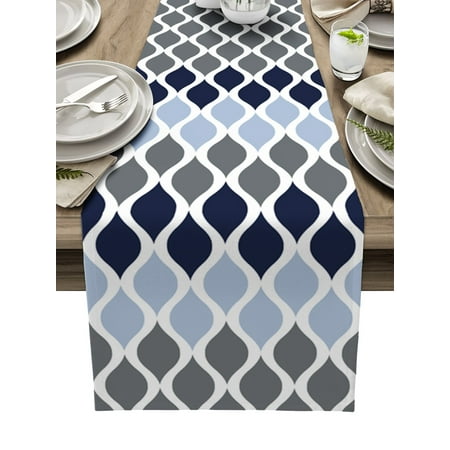 

Moroccan Navy Blue Gradient Table Runner Wedding Holiday Party Dining Table Cover Cloth Placemat Napkin Home Kitchen Decoration