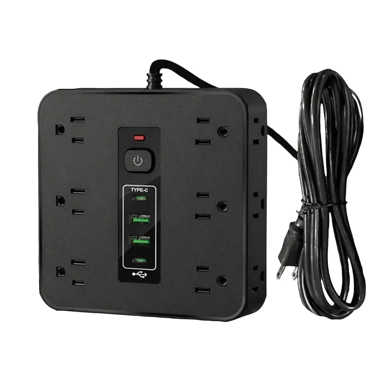 Multi - Engaging / Interactivection Surge Protector Power Strip, 12 Outlets & 4 Usb Ports (2C/2A), 6.6Ft Cord, Wall/Desktop Mountable, Compact For Home Office Travel