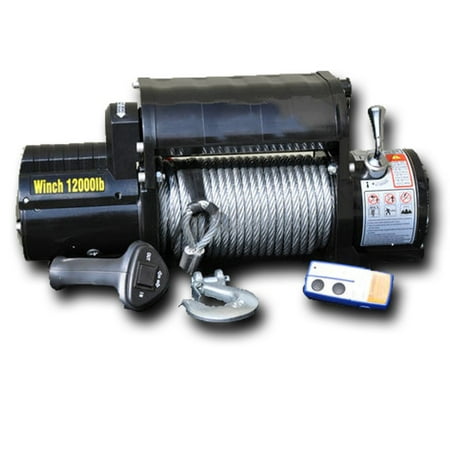 DV8 Offroad WB12SC 12000 pound Winch Black w/ Steel cable and Wireless