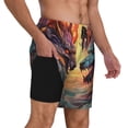 thumbnail image 2 of Naloa Colorful Wave Dragon Head Print Men Swim Trunks with Compression Liner ,Board Shorts,Men's Swim Shorts with Drawstring and Elastic Waistband-X-Large, 2 of 6
