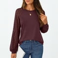 thumbnail image 5 of SUNBS Women Blouses Hollow-Out Lace Tops Crew Neck Long Sleeve Shirts for Women Trendy Clothes, 5 of 8