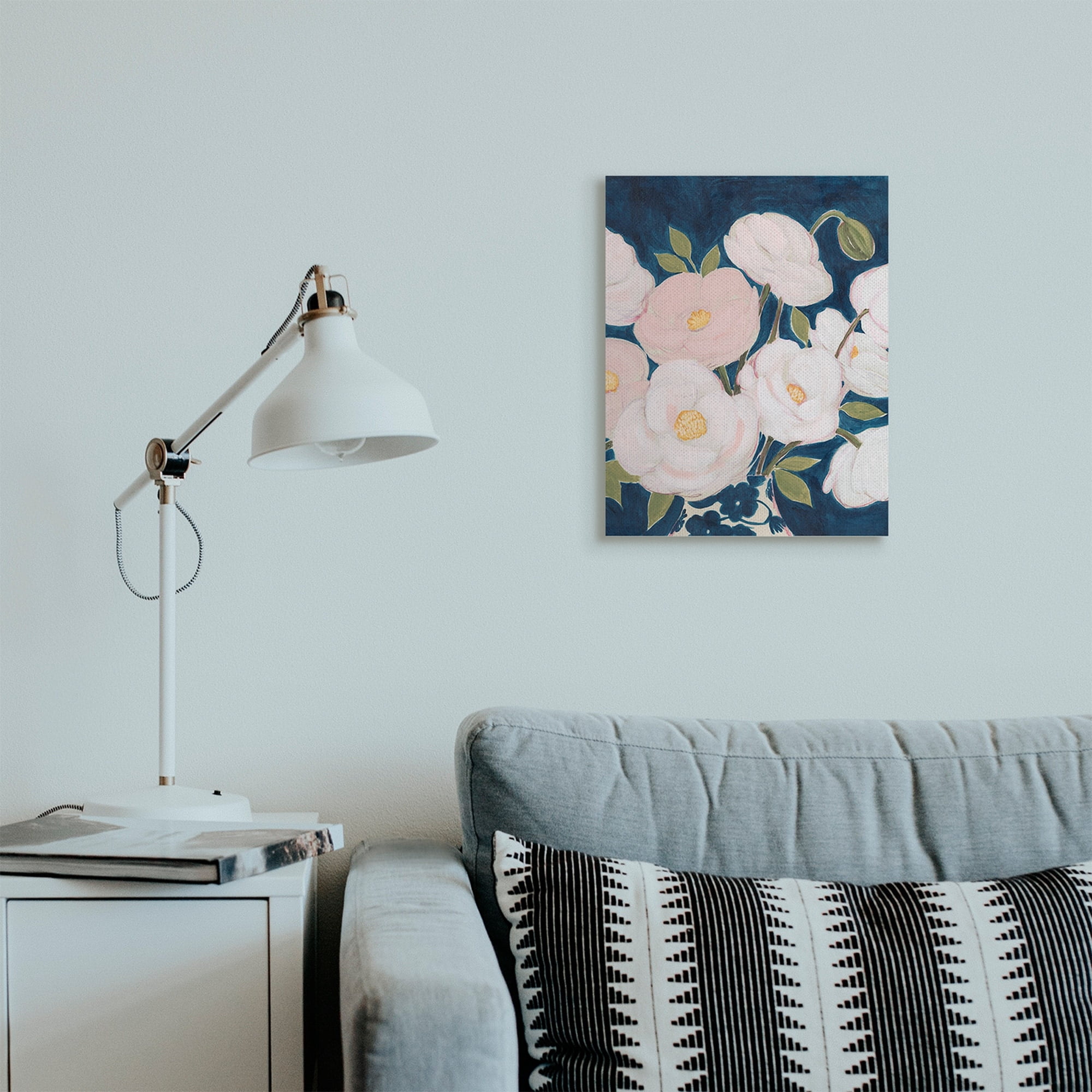 Stupell Industries Luminous Pink Floral Bouquet Over Deep Blue Canvas Wall Art, 16 x 20, Design by Grace Popp