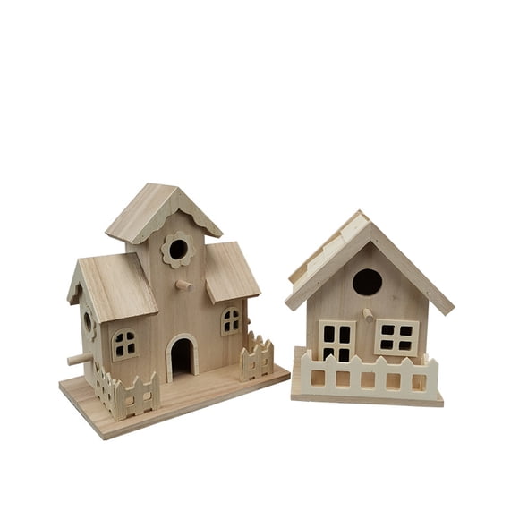 Colgante creativo de madera para el hogar con forma de nido de pájaro, casa de madera para exteriores