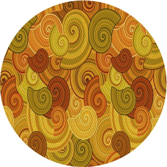 Ahgly Company Indoor Round Patterned Mahogany Brown Area Rugs, 4' Round