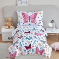 thumbnail image 1 of Ropa de cama PERFEMET para niñas pequeñas, 4 piezas, mariposas, rosas y florales, 1 of 7