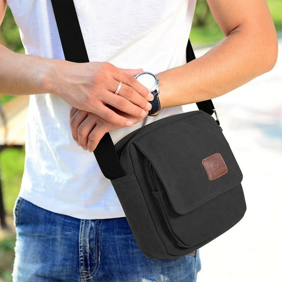 Foqnuq Canvas Men's Chest Rucksacks Crossbody Shoulder Bags, Lightweight with Multiple Compartments for Travel, Sports & Daily Use