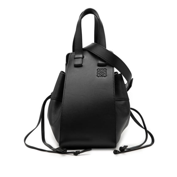 Pre-Owned Loewe Anagram Hammock Small Handbag Shoulder Bag Drawstring 2-Way Black Leather...