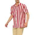 thumbnail image 4 of INSPIRE CHIC Mens Stripe Shirt Short Sleeved Color Block Button Down Beach Shirt S Red, 4 of 7