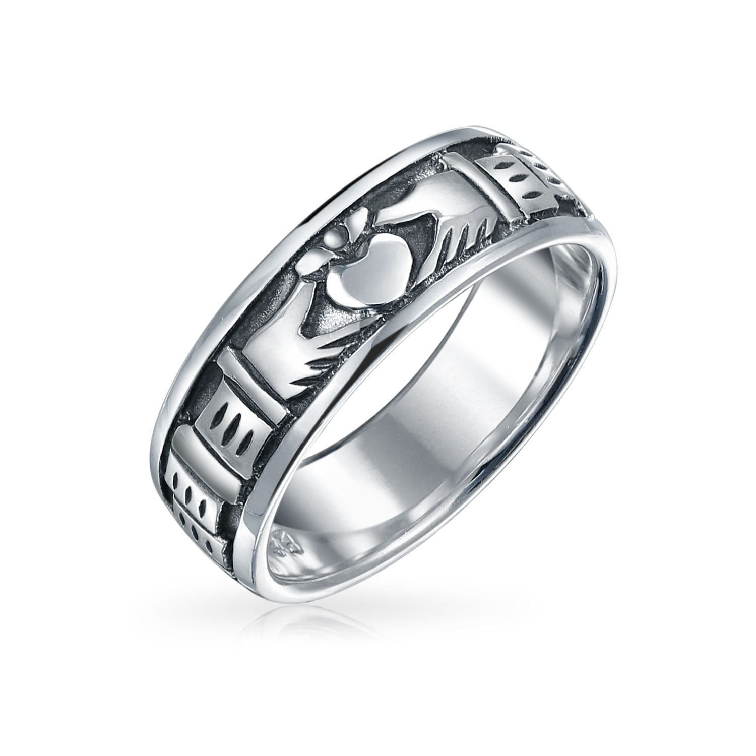 925 Sterling Silver Ladies Claddagh Ring with Celtic Band 