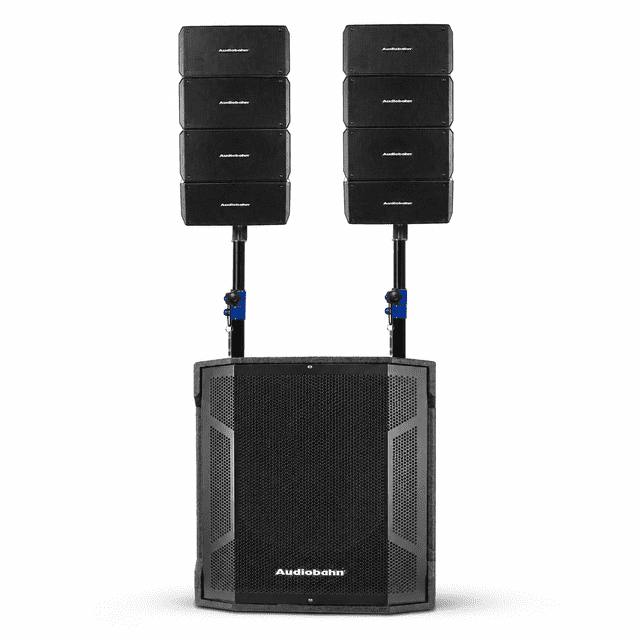 Sistema de audio lineal con subwoofer 15" y 2 satelites 4" 1400w Audiobahn LINE15X
