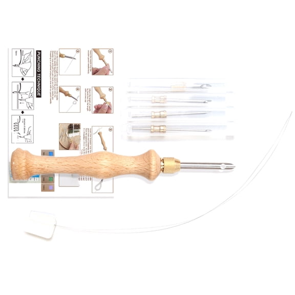Wooden Handle Punch Needle with Needle Tip Embroidery Pen Weaving Tools
