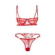 thumbnail image 2 of Conjunto de lencería corporal de encaje perfecl para mujer Negro Rojo, 2 of 8