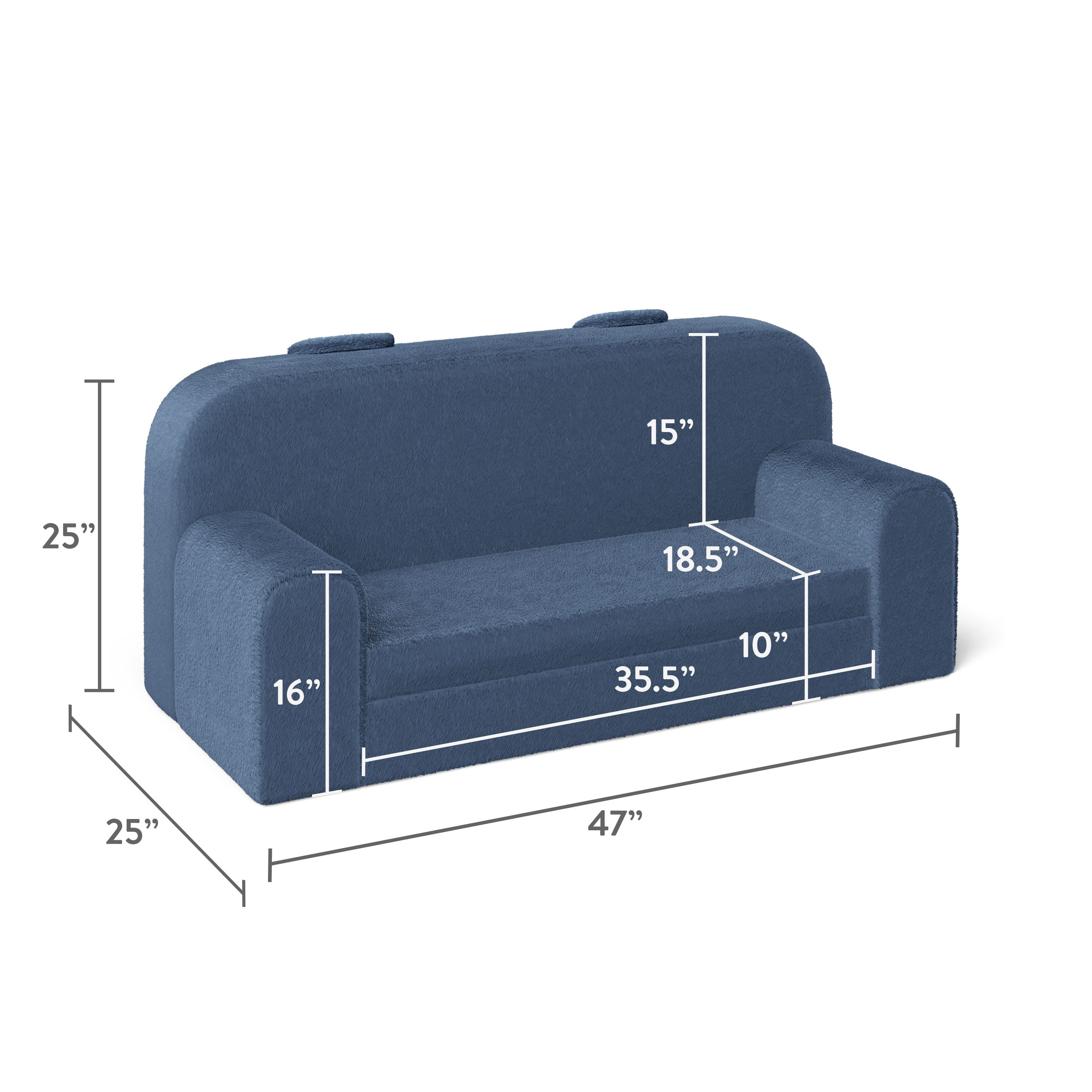 Mainstays Kids Compressed Oversized Faux Fur Couch, Blue