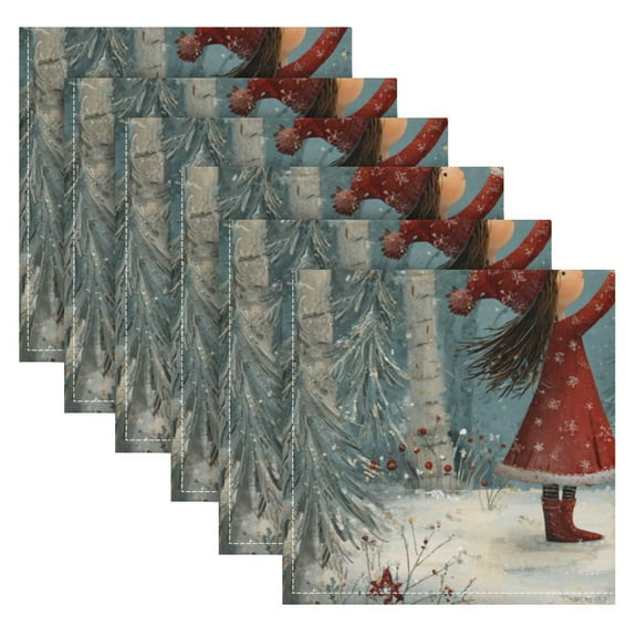 Cloth Napkins Set of6 100% Satin Peachskin Velvet 20x20inx6 Napkins Cloth napkins are washable Soft and Absorbent Christmas Costume Girl