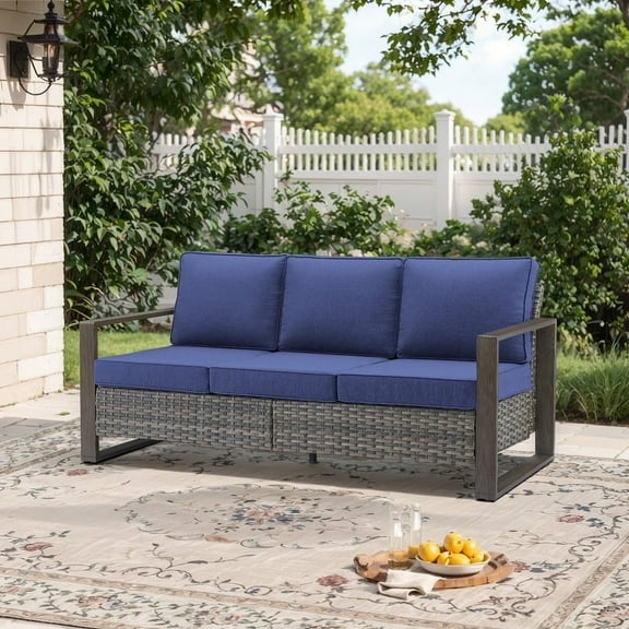 POCASSY 75" Wide Outdoor Reversible Patio Sofa with Cushions
