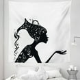 thumbnail image 1 of Zodiac Aquarius Tapestry, Dressed Woman with Astrology, Fabric Wall Hanging Decor for Bedroom Living Room Dorm, 5 Sizes, Black White, by Ambesonne, 1 of 1