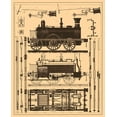 thumbnail image 2 of Vintage Apple Collection 15x18 White Modern Wood Framed Museum Art Print Titled - Locomotive Blueprint, 2 of 4