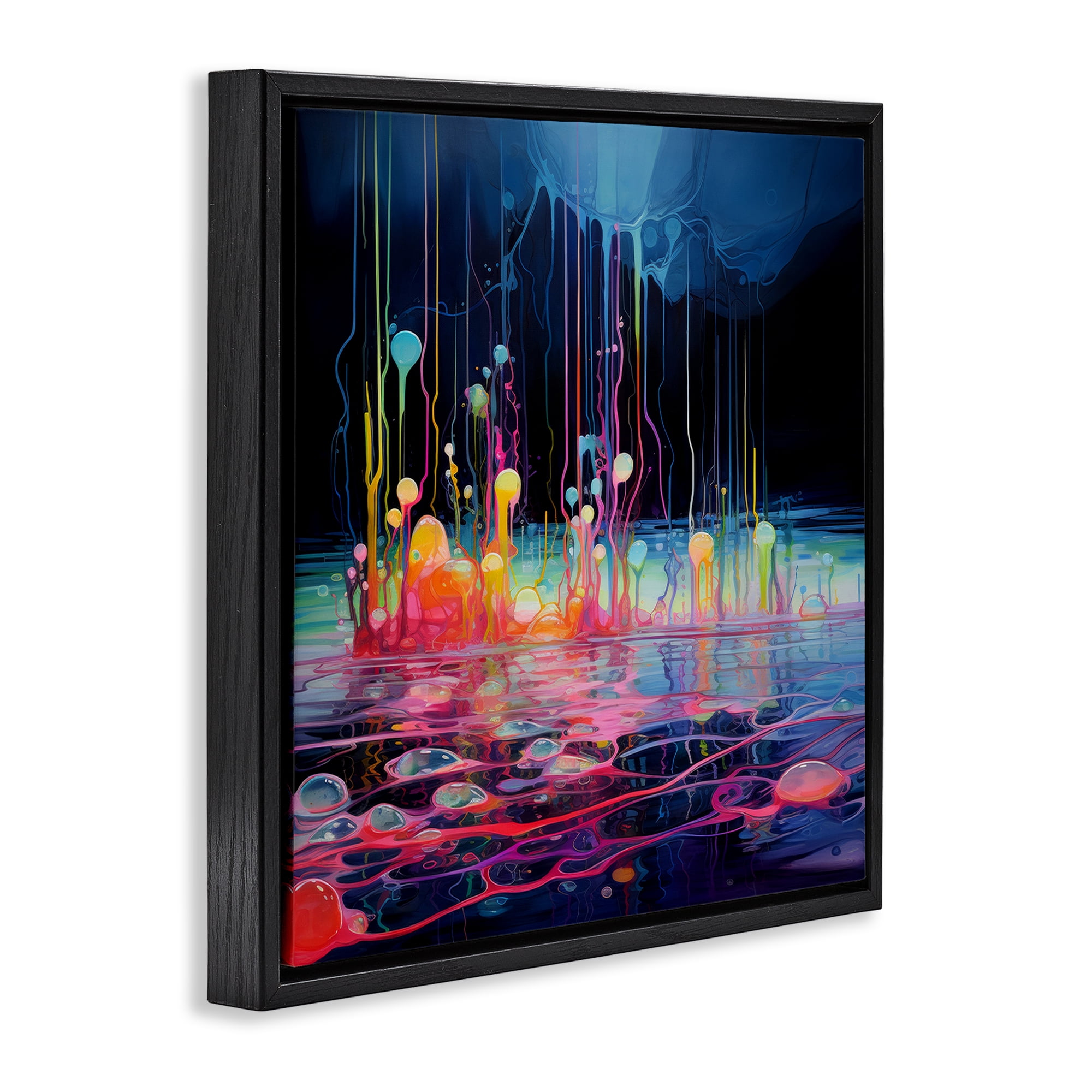 Stupell Industries Abstract Mystic Landscape Abstract Painting Black Floater Framed Canvas Art Print Wall Art, 18 x 18