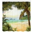 thumbnail image 2 of Ambesonne Island Shower Curtain, Palm Coconut Trees Beach, 69"Wx70"L, Green Brown Cream, 2 of 4
