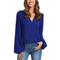 thumbnail image 3 of Camisa de cuello vuelto, blusa de cuello en V, camisa de trabajo larga para mujer, blusa de trabajo de alto rendimiento, 3 of 9