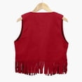 thumbnail image 4 of newwalpole Baby Girls Faux Suede Tassel Vest Western Cowgirls Fringe Waistcoat Hippie Cardigan Jacket(Red,6-12 Months), 4 of 4
