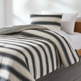 thumbnail image 2 of Lush Decor Gale Cabana Stripe? Reversible Comforter 2 Piece Set Twin/ Twin Xl Neutral & Gray - Striped Bedding Set - Kids Gray Comforter - Coastal Dorm Decor, 2 of 11