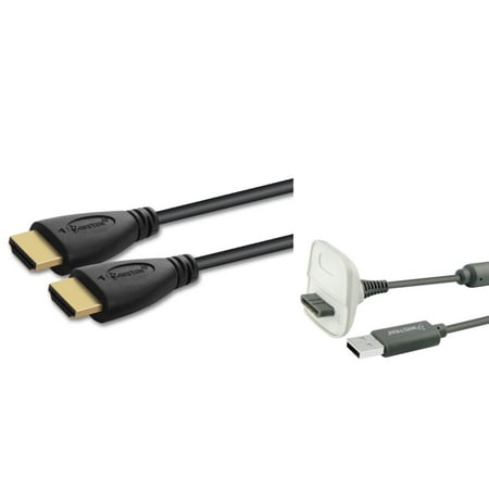 Insten 10'Ft HDMI Cable M/M 1080P+USB Charging Cable For Xbox 360 - Bundle Set