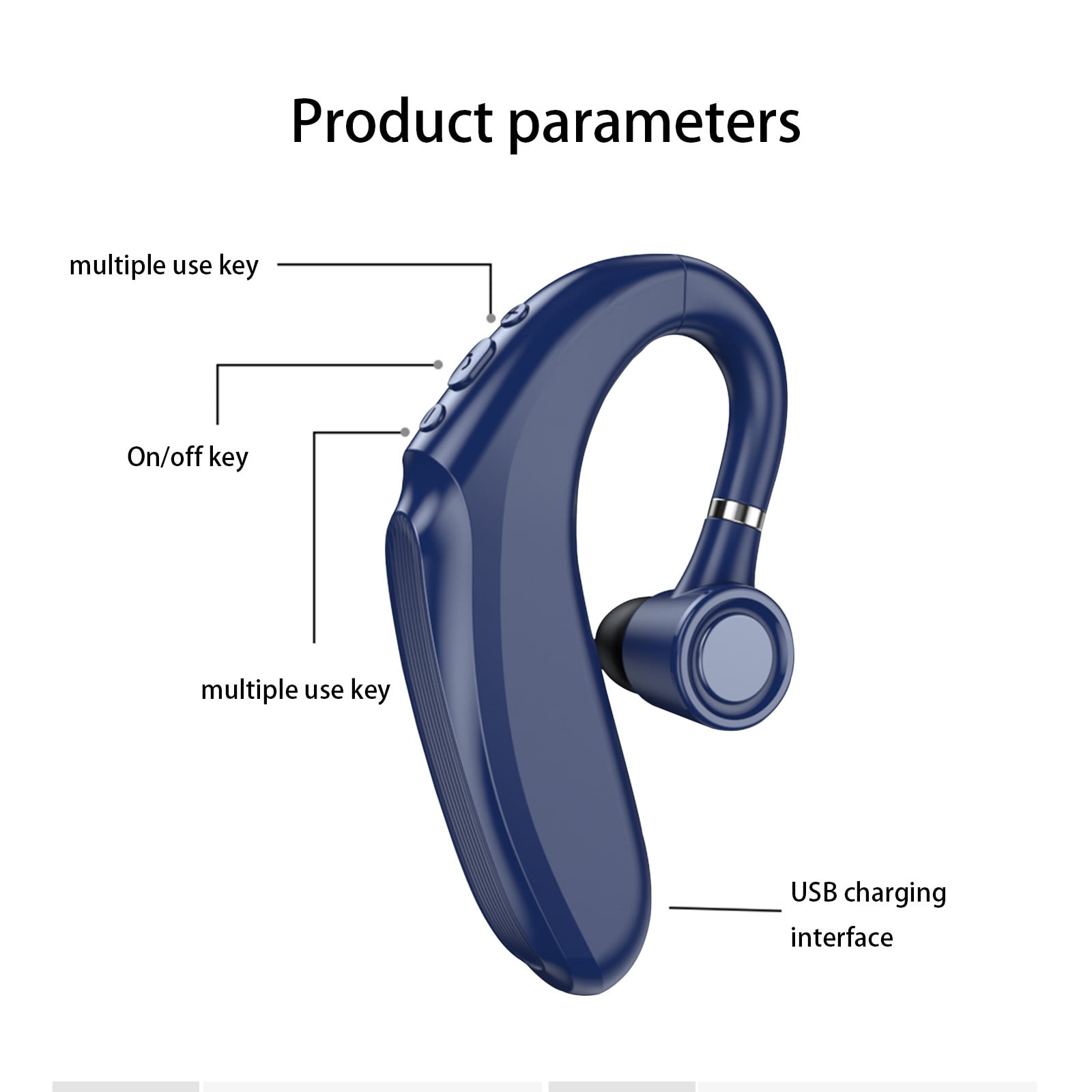 Weloille BLE 5.2 Bluetooth Headset Wireless Earpiece with Noise Cancelling Mic, Ultralight Comfortable for Business Office Driving Sport